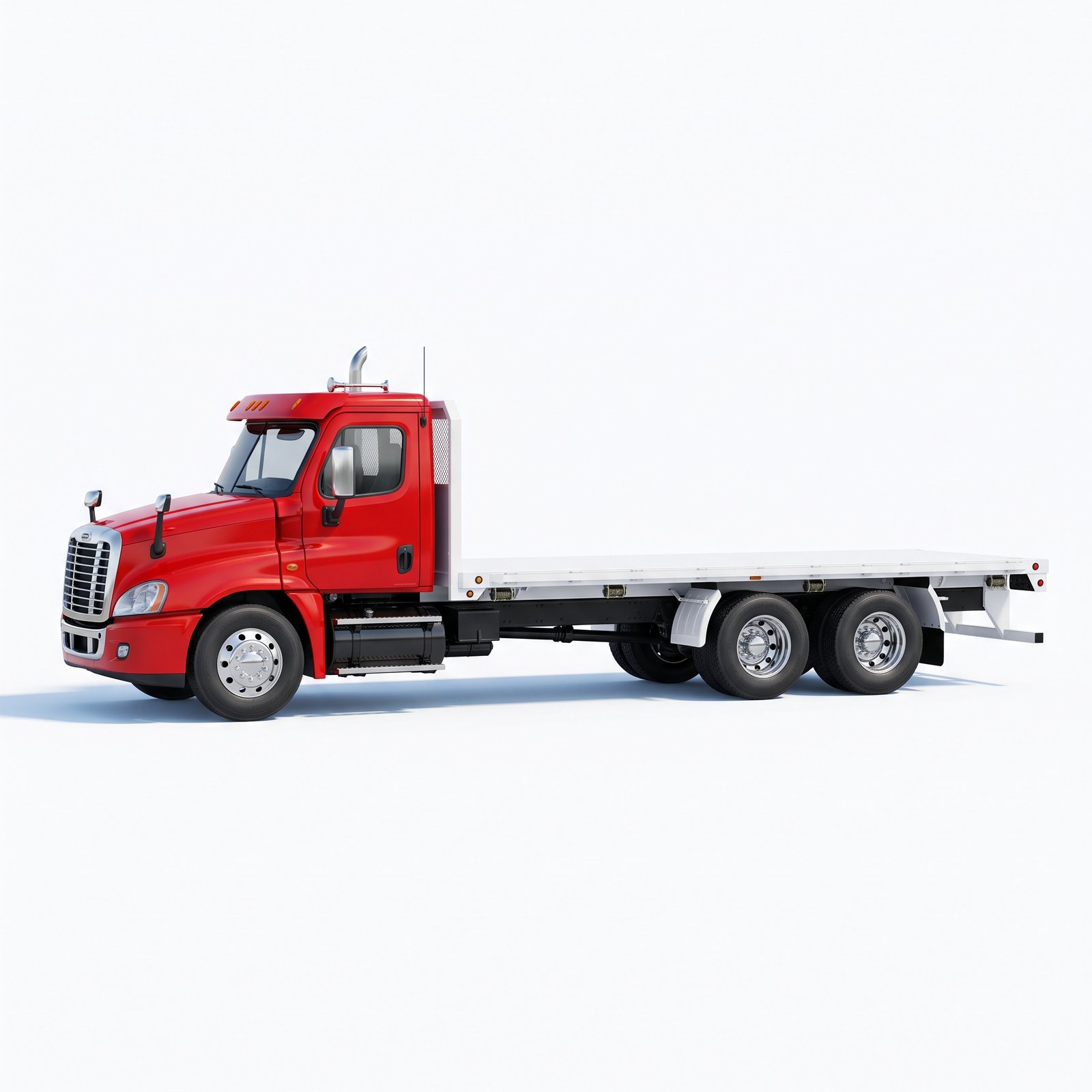 Flatbed semi truck loaded and secured